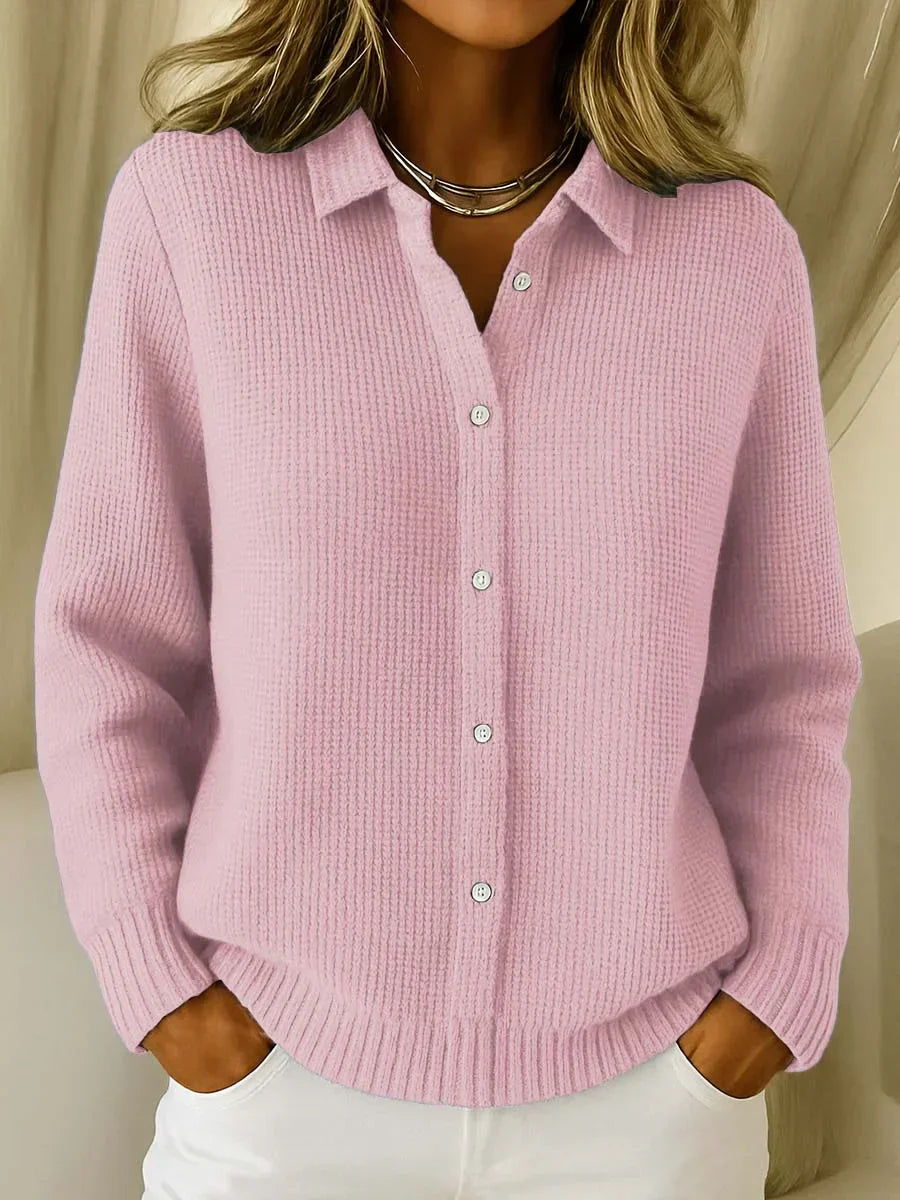 Esmae – Slim Cotton Blend Collared Cardigan