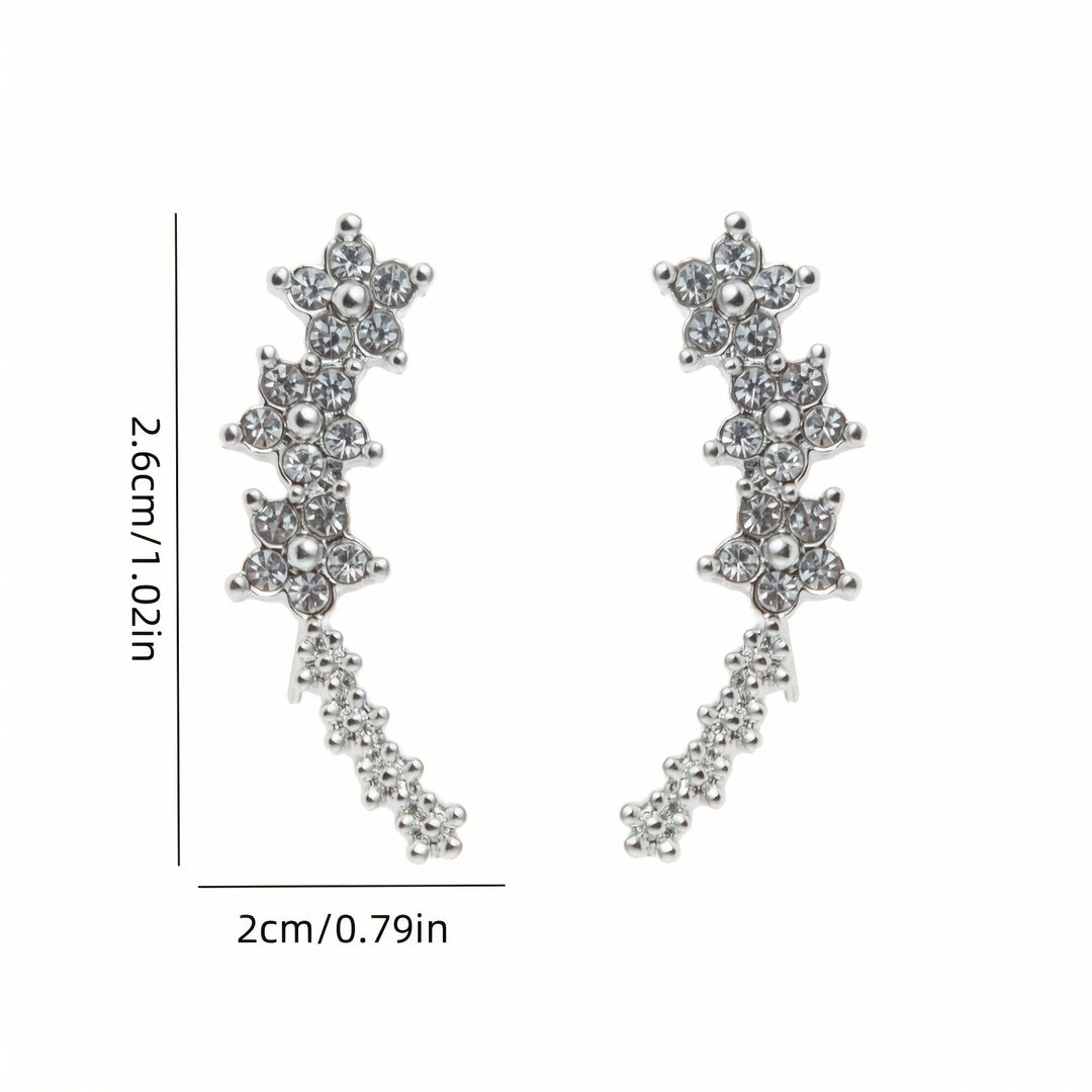 FLORAL RHINESTONE GOLD EARRINGS