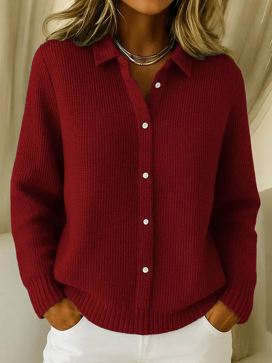Esmae – Slim Cotton Blend Collared Cardigan