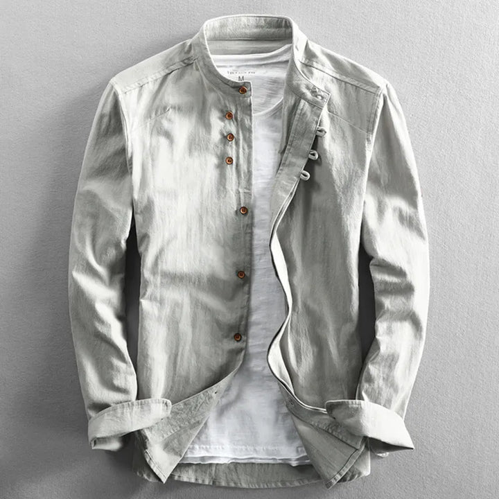 Halden Top | Slim Fit Shirt with Stand Collar