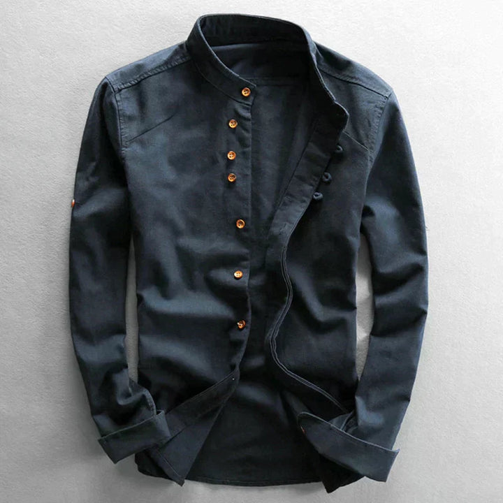 Halden Top | Slim Fit Shirt with Stand Collar