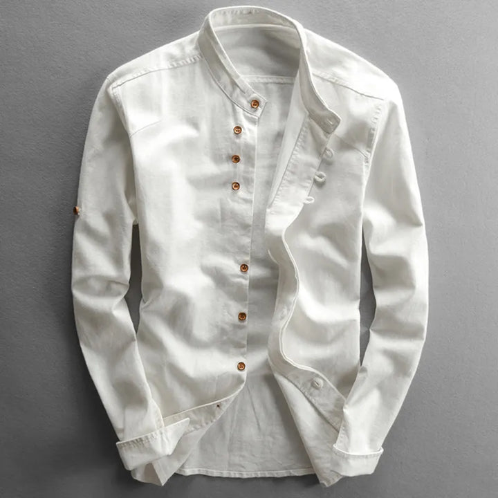 Halden Top | Slim Fit Shirt with Stand Collar