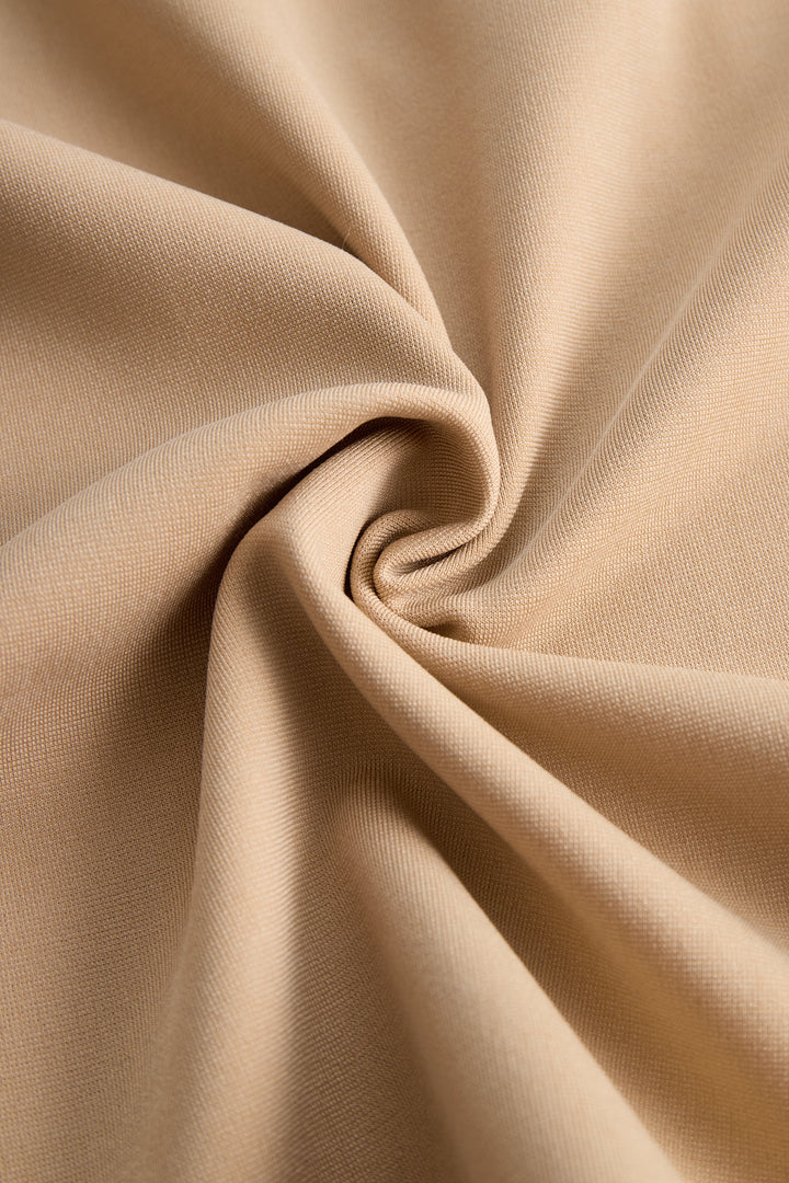 Sophisticated Beige Belted Dress