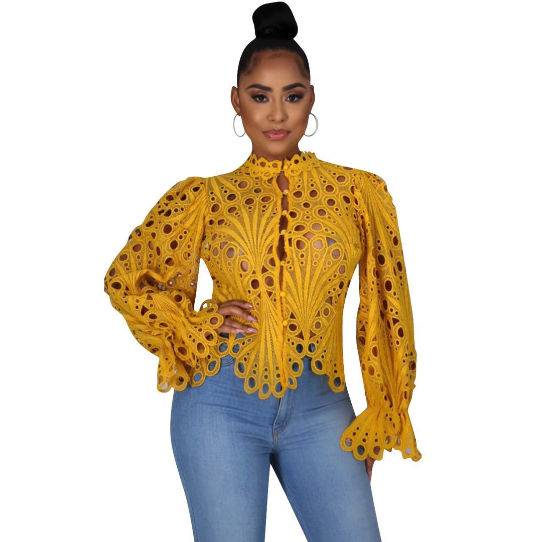 ISALI™ - Chic Asymmetrical Flounce Sleeve Blouse