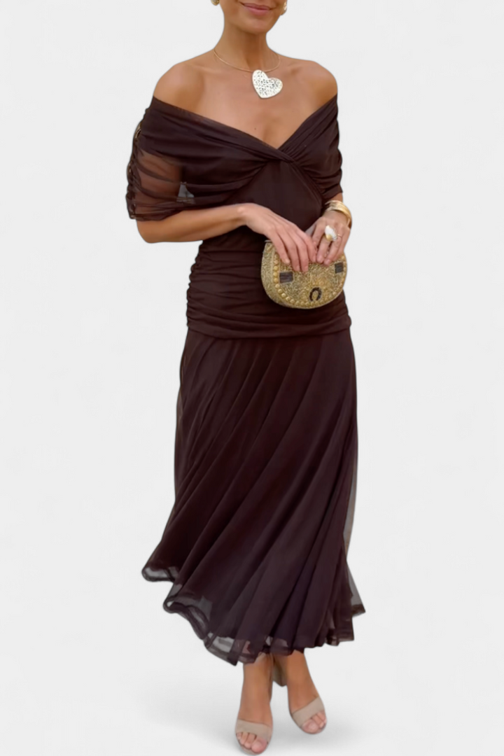 Amara™ – Off-Shoulder Draped Dress