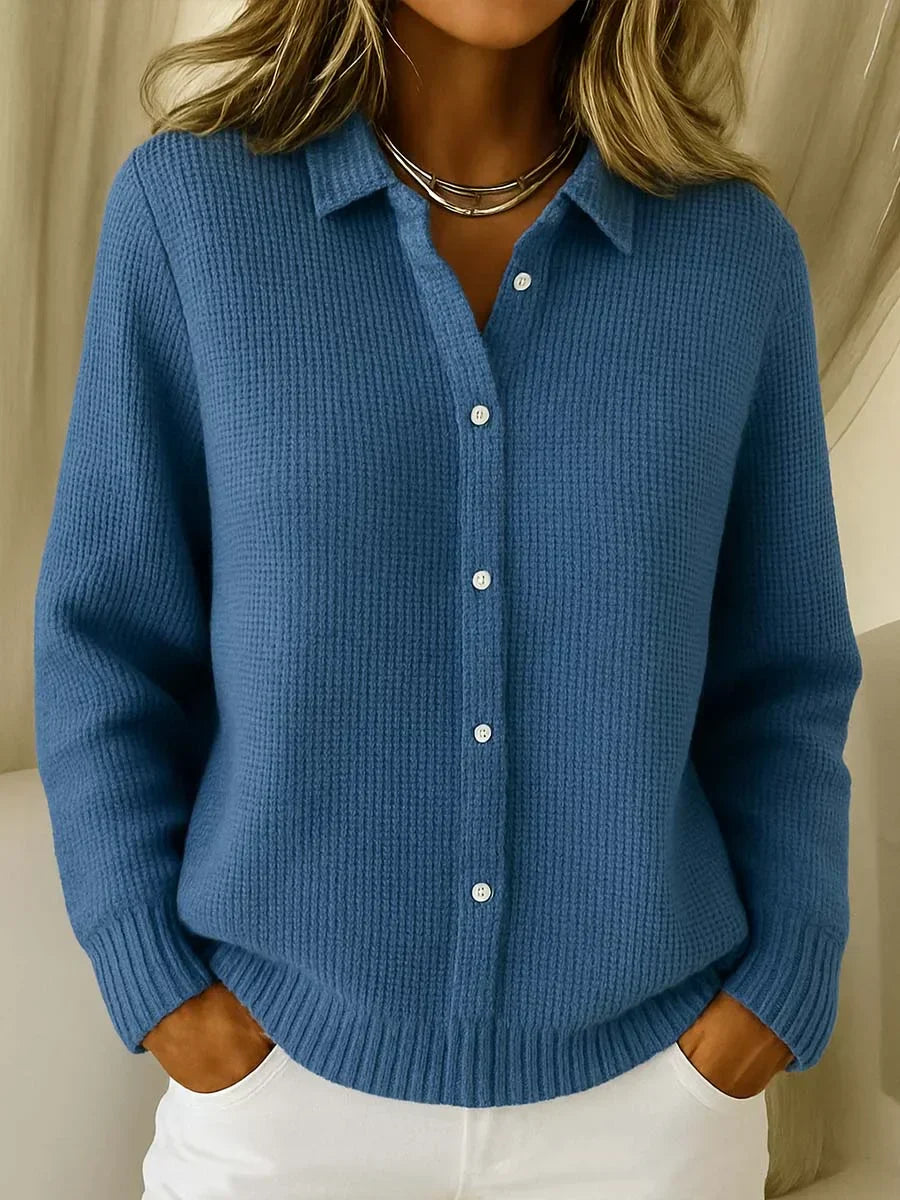 Esmae – Slim Cotton Blend Collared Cardigan