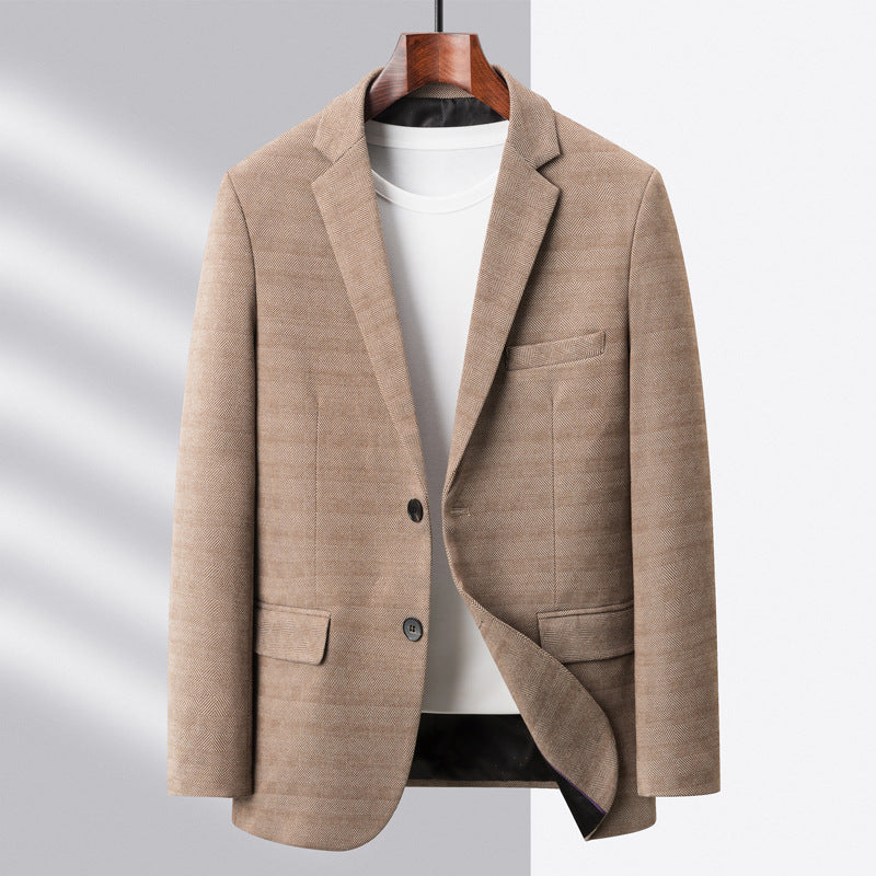 Men’s Blazer – Regular Fit – Textured Blend – Single-Breasted Two-Button – Notch Lapel
